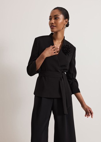 Phase Eight Sophin Corsage Coats Black USA | 2917853-RC